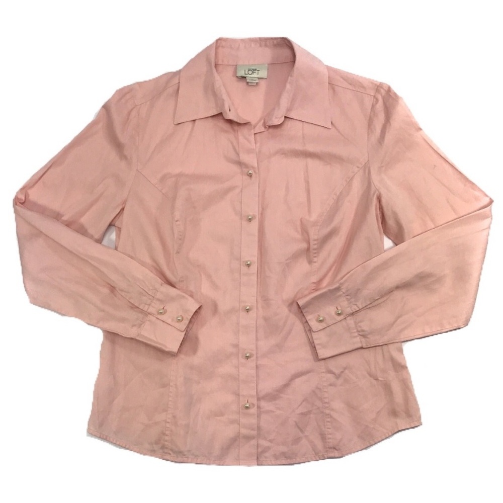 LOFT Blush Pink Blouse Pearl Buttons
